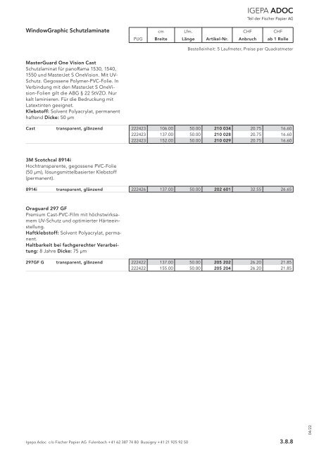 Igepa Adoc AG - Preisliste