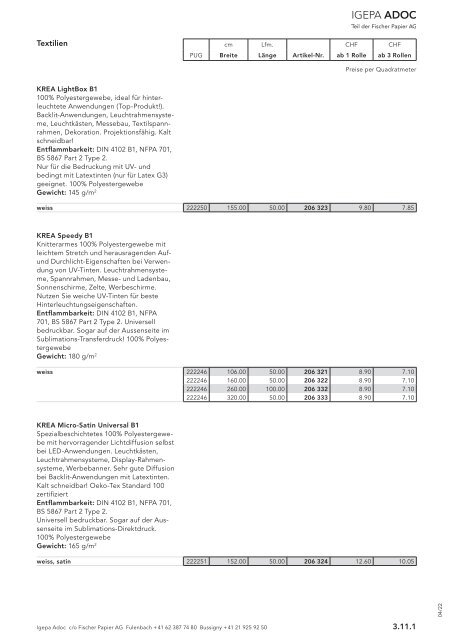 Igepa Adoc AG - Preisliste