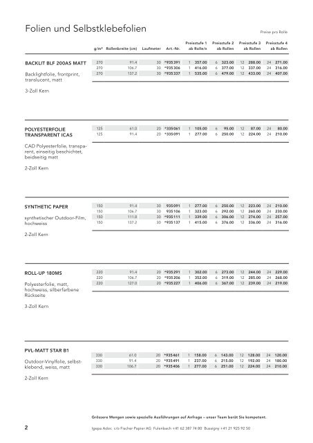 Igepa Adoc AG - Preisliste