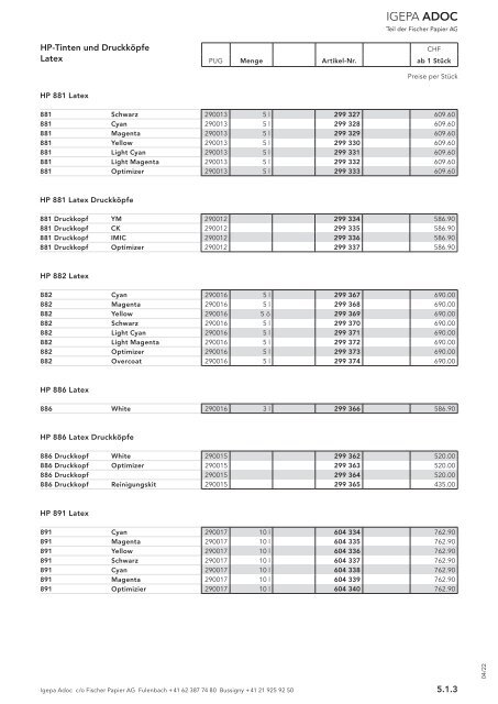 Igepa Adoc AG - Preisliste