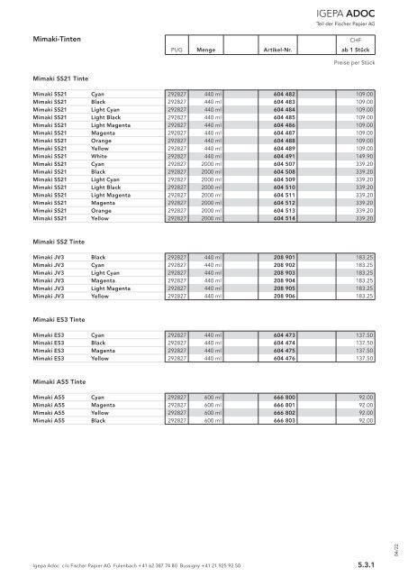 Igepa Adoc AG - Preisliste