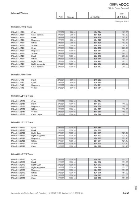 Igepa Adoc AG - Preisliste
