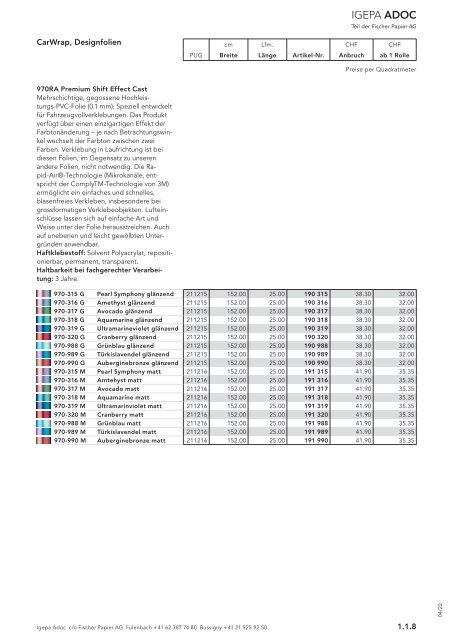 Igepa Adoc AG - Preisliste