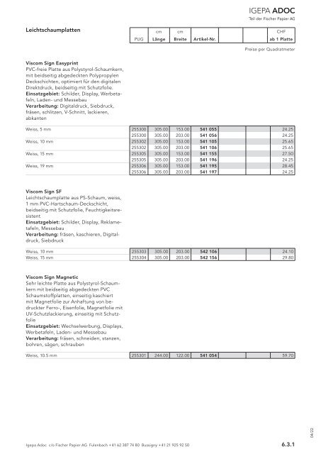 Igepa Adoc AG - Preisliste