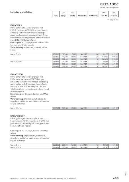 Igepa Adoc AG - Preisliste