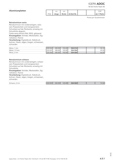 Igepa Adoc AG - Preisliste