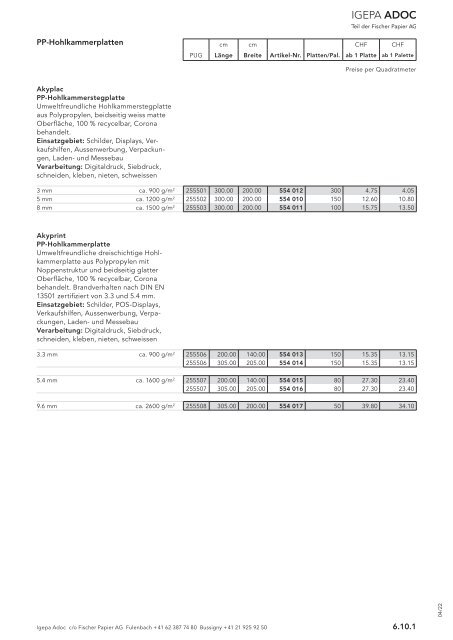 Igepa Adoc AG - Preisliste