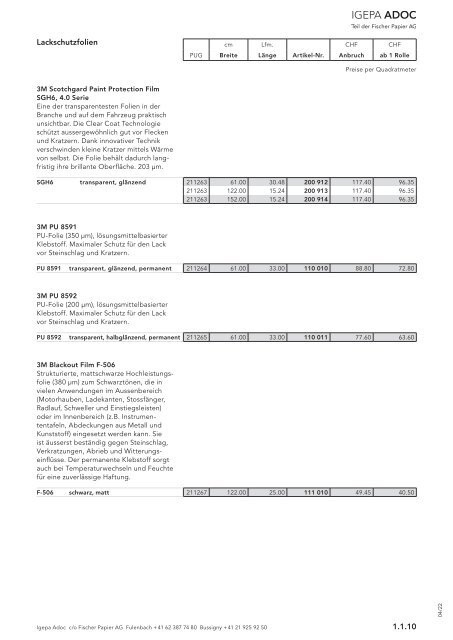 Igepa Adoc AG - Preisliste