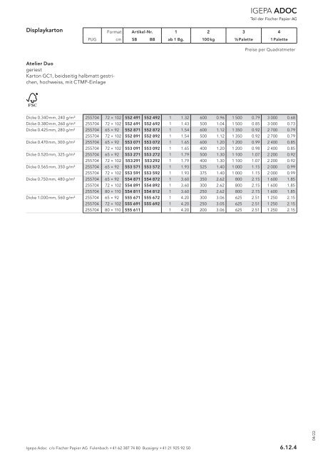 Igepa Adoc AG - Preisliste