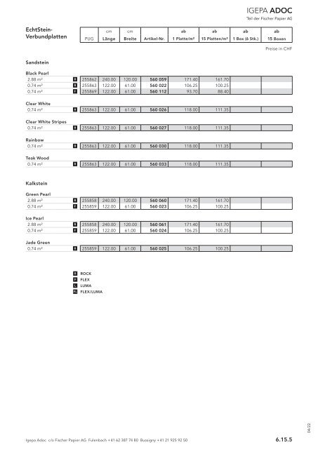 Igepa Adoc AG - Preisliste