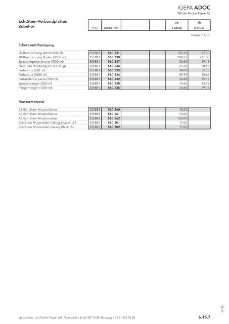 Igepa Adoc AG - Preisliste