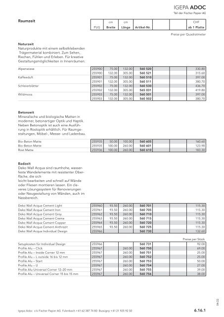 Igepa Adoc AG - Preisliste