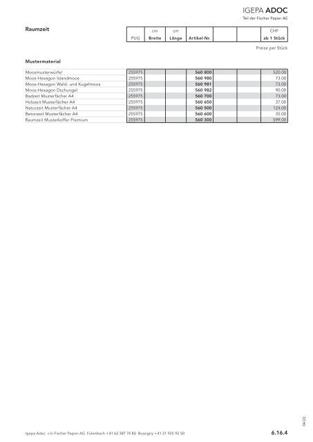 Igepa Adoc AG - Preisliste