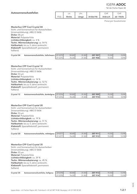 Igepa Adoc AG - Preisliste