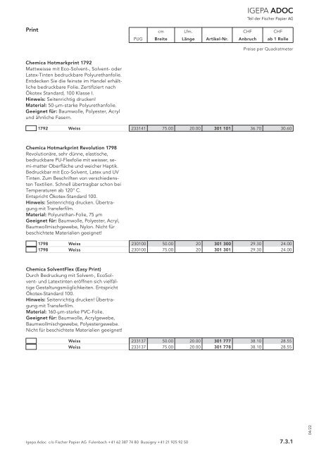 Igepa Adoc AG - Preisliste