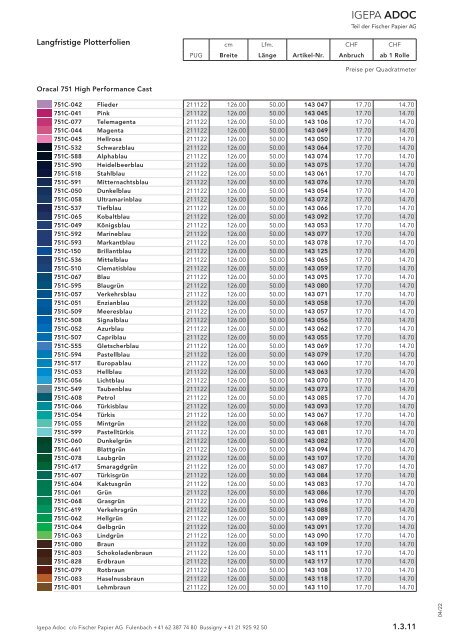 Igepa Adoc AG - Preisliste