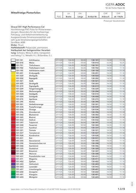 Igepa Adoc AG - Preisliste