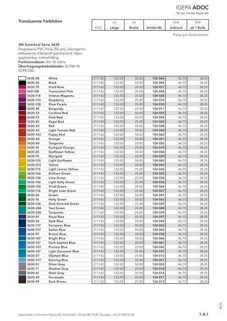 Igepa Adoc AG - Preisliste