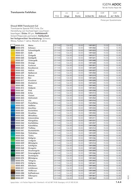 Igepa Adoc AG - Preisliste