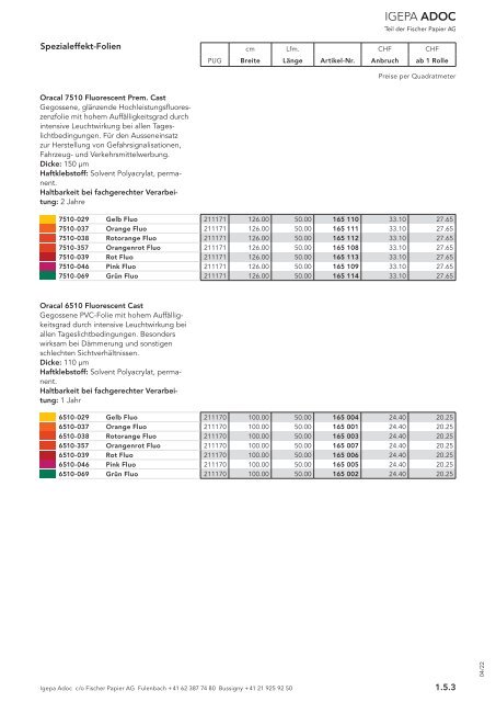 Igepa Adoc AG - Preisliste