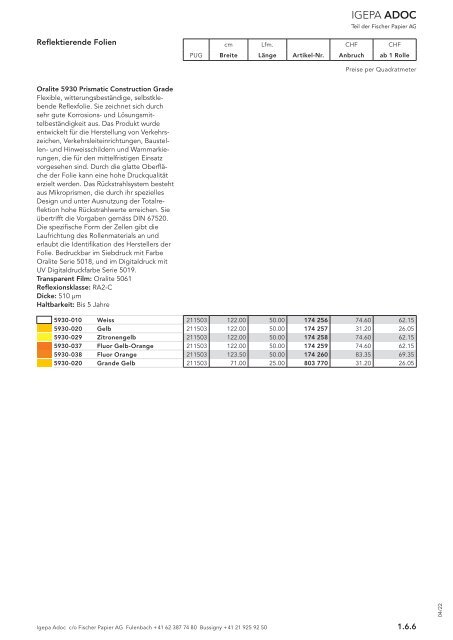 Igepa Adoc AG - Preisliste