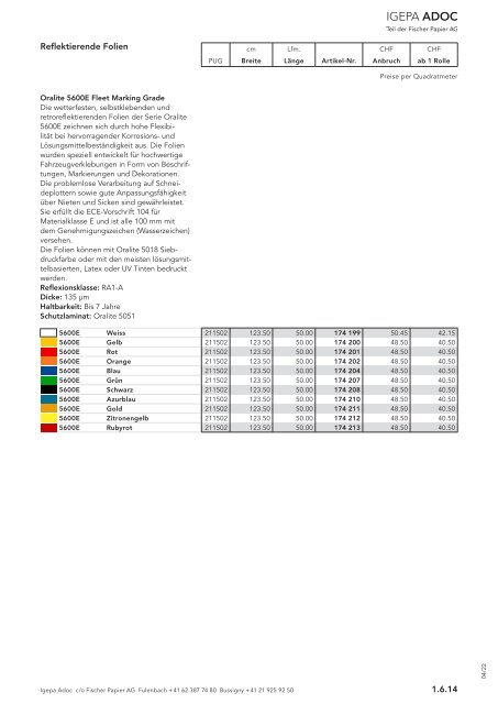 Igepa Adoc AG - Preisliste