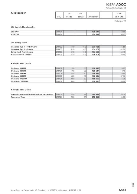 Igepa Adoc AG - Preisliste