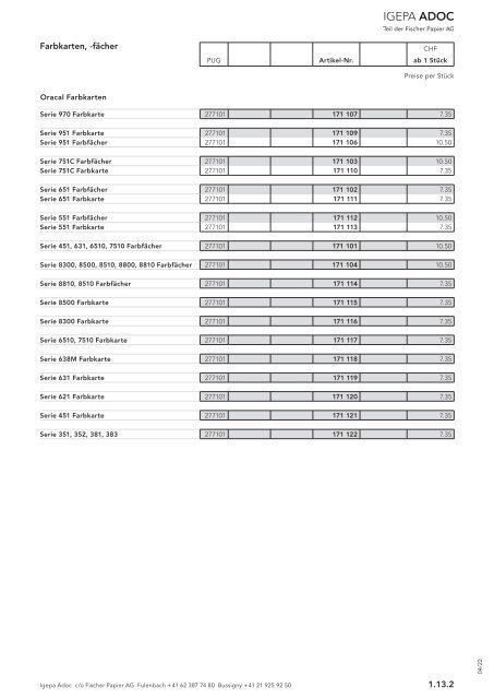 Igepa Adoc AG - Preisliste