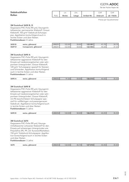 Igepa Adoc AG - Preisliste