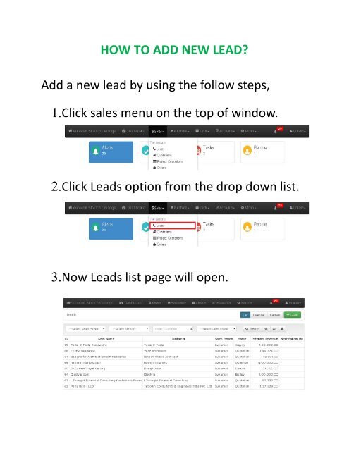 HOW TO ADD NEW LEAD (sample)