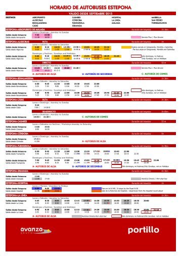 HORARIO DE AUTOBUSES ESTEPONA