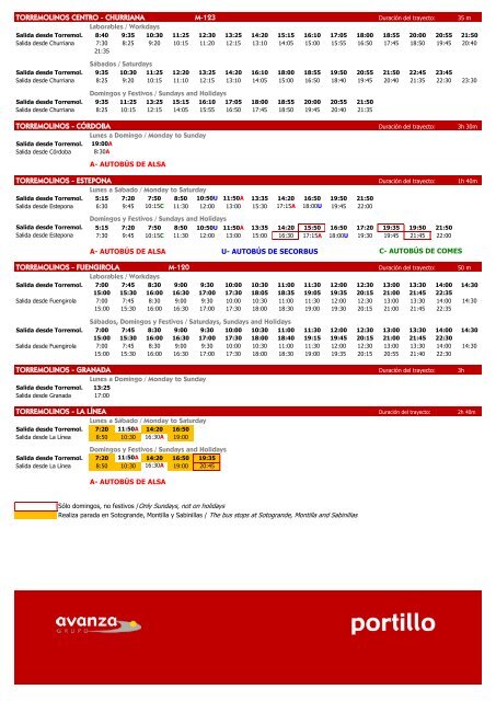 HORARIO DE AUTOBUSES TORREMOLINOS