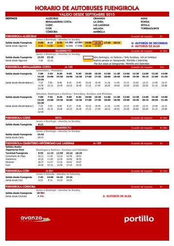 HORARIO DE AUTOBUSES FUENGIROLA