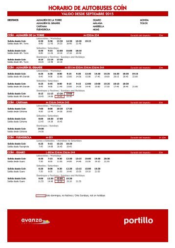 HORARIO DE AUTOBUSES COÍN