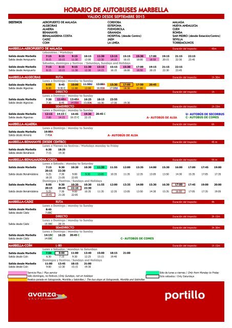 HORARIO DE AUTOBUSES MARBELLA