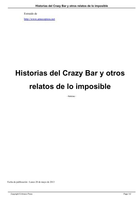Historias del Crazy Bar y otros relatos de lo imposible