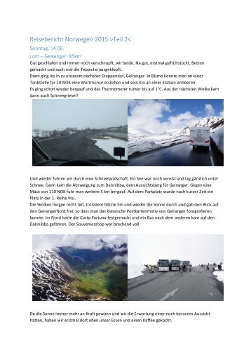 Reisebericht Norwegen 2015 Teil 2