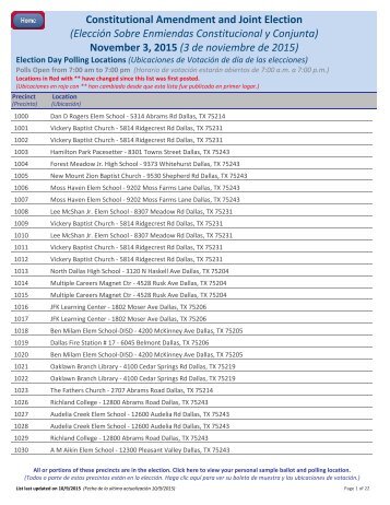 Election Day Polling Locations - Dallas County, TX Elections