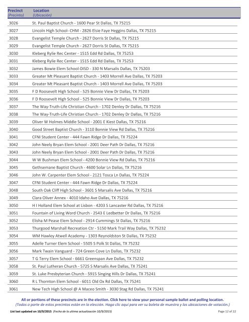 Election Day Polling Locations - Dallas County, TX Elections