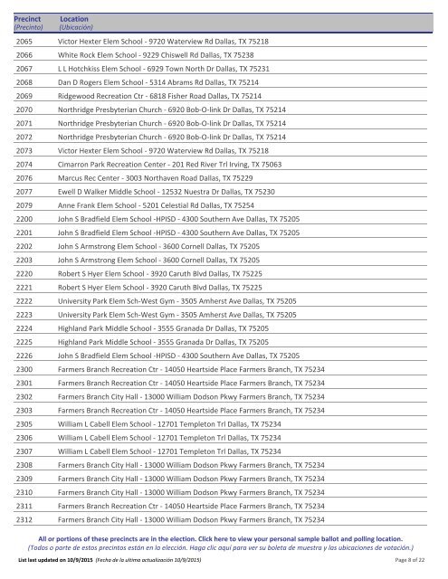 Election Day Polling Locations - Dallas County, TX Elections