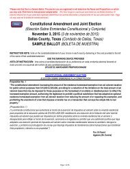 Dallas County Texas (Condado de Dallas Texas) SAMPLE BALLOT (BOLETA DE MUESTRA)