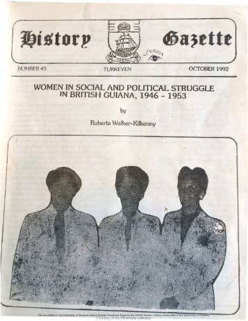 Women in Social and Political Struggle in British Guiana,1946-1953
