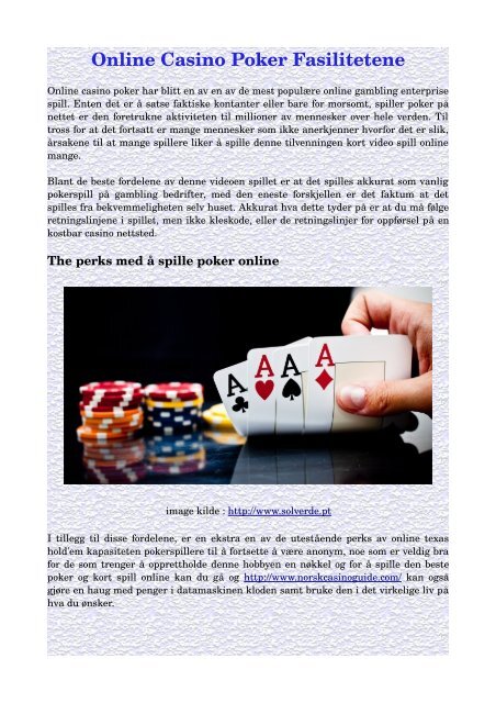 Online Casino Poker Fasilitetene