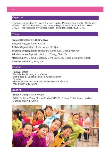 Sing'n'Joy China - Program brochure