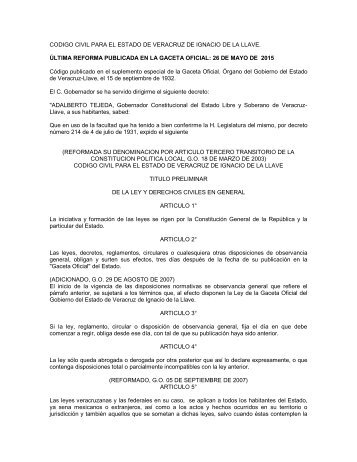 CÃ³digo Civil para el Estado de Veracruz - Orden JurÃ­dico Nacional