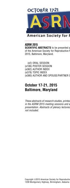 October 17-21 2015 Baltimore Maryland