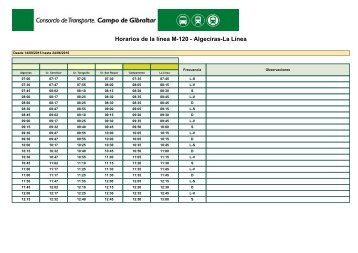 Horarios de la línea M-120 - Algeciras-La Línea