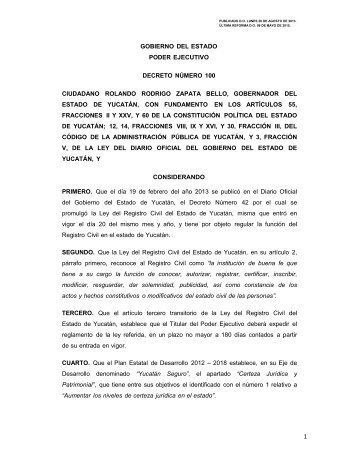 gobierno del estado poder ejecutivo decreto número 100 ciudadano ...