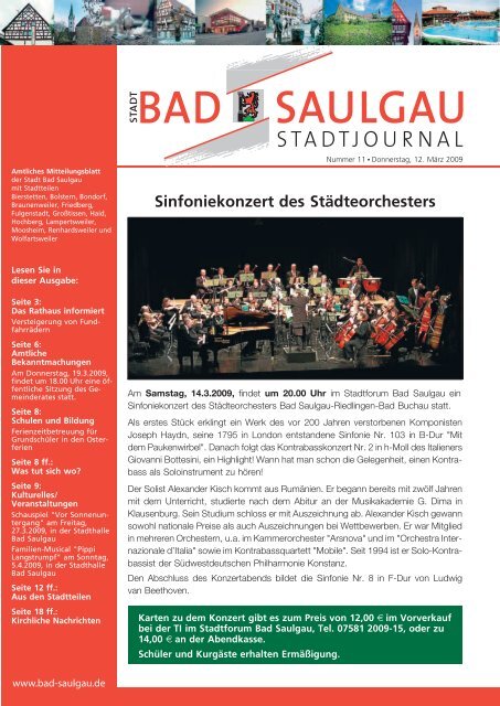 Sinfoniekonzert des Städteorchesters - Stadt Bad Saulgau