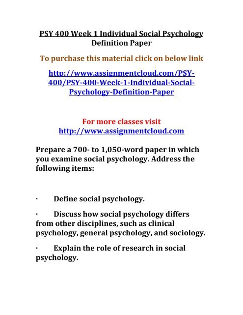 Social psychology definition paper essays